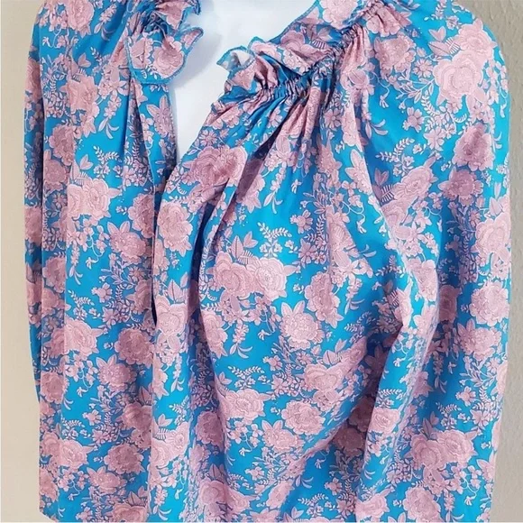 NWOT Anthropologie Cynthia Rowley Floral Waterfall Bohemian Peasant Blouse Top L - Picture 6 of 7